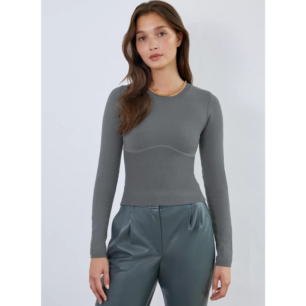 Babaton Aritzia Refinery Crepuscule Knit Top Dusky Green Vert Size Small
